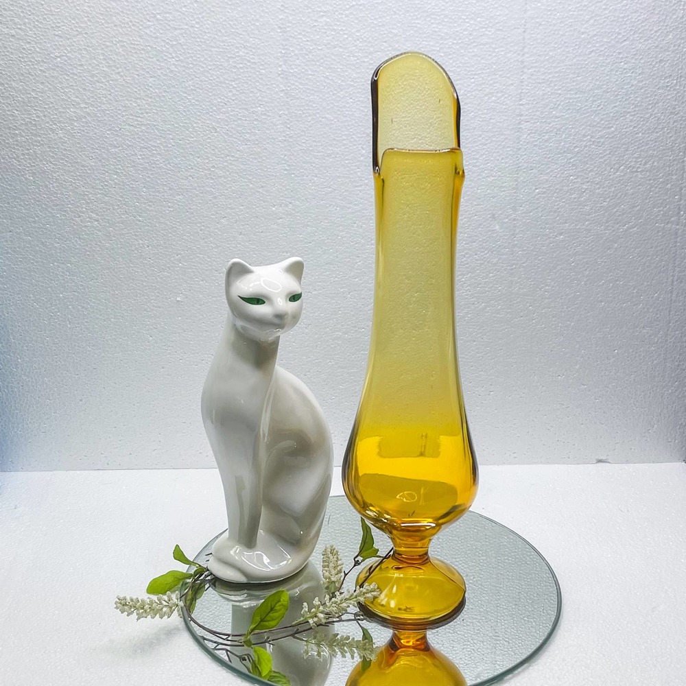 LE Smith Smoothie Pedestal Vase Amber MCM Home Décor Vase